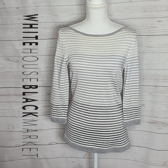 White House Black Market Sweaters - WHBM Ombre Shimmer Stripe Sweater